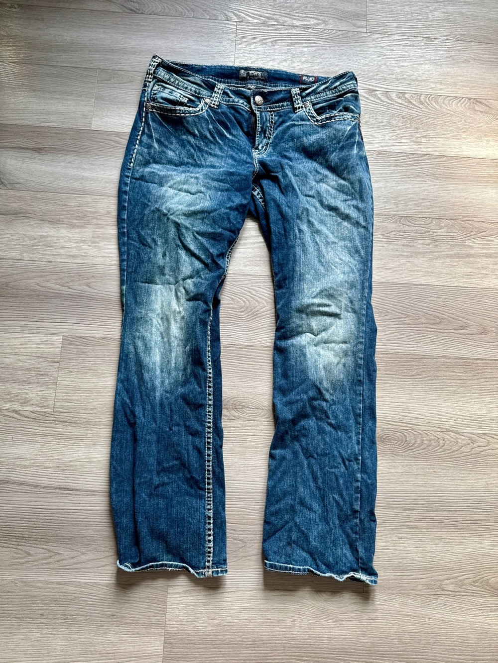 Silver Jeans Suki Mid Boot Denim Jeans - Washed Blue | SZ 16 L33